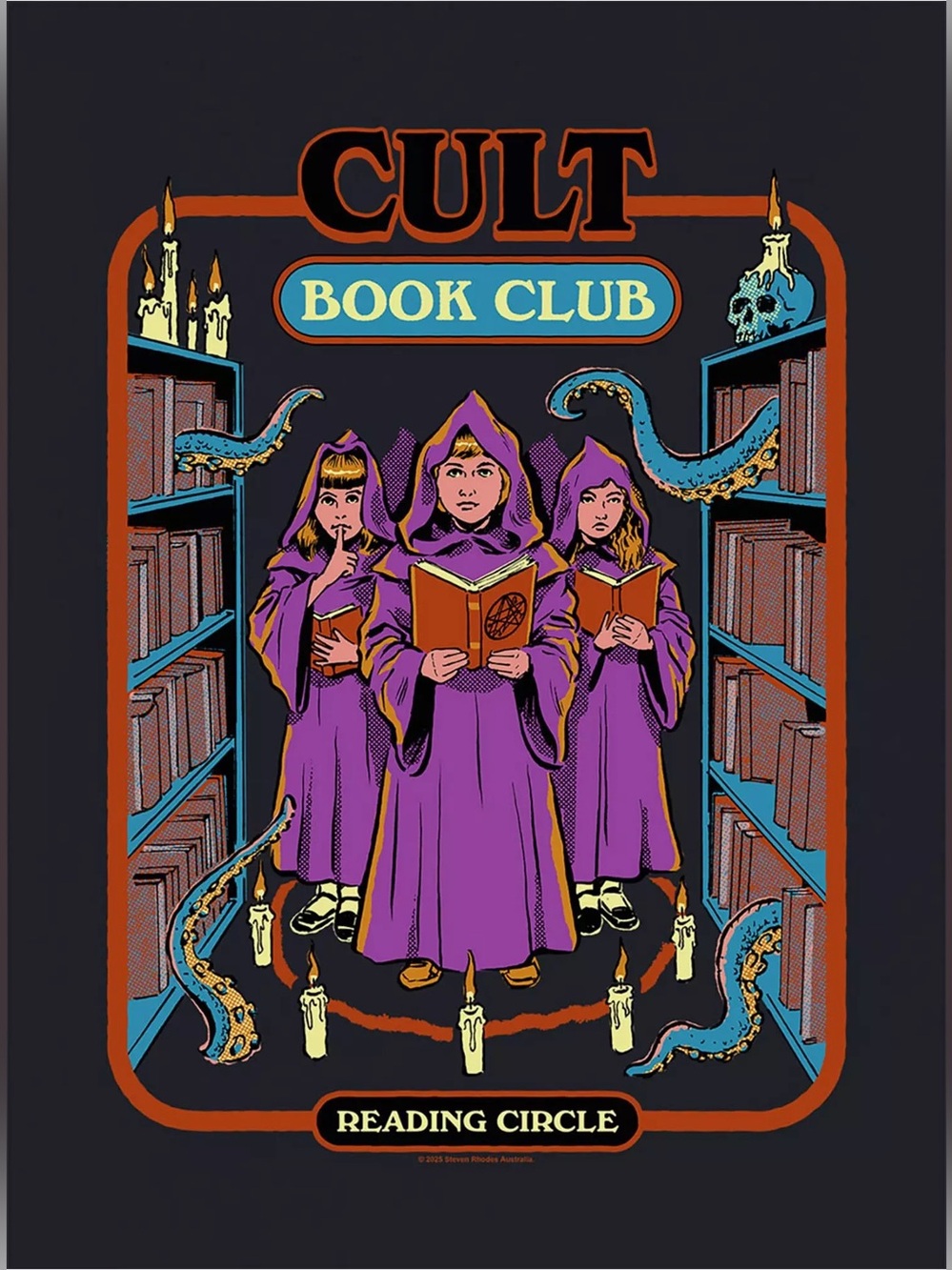 Steve Rhodes Cult Book Club Graphic Tee - Black- XL